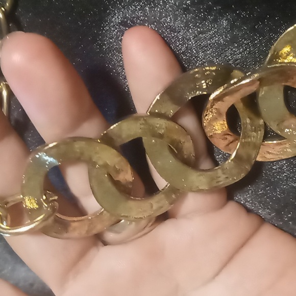 2 chic Designer gold tone chunky links 22 in long statement necklace. NWT - Picture 5 of 6